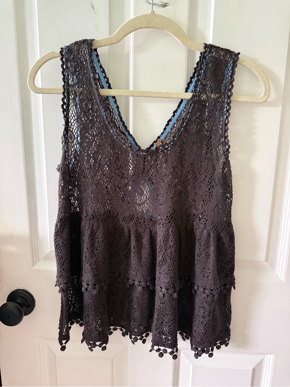 Free People Brown Crochet Peplum Tank Top